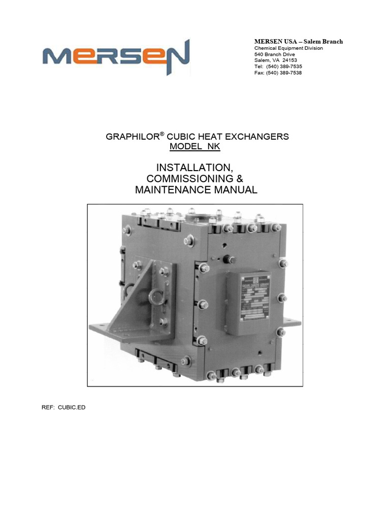Mersen Graphite Heat Exchanger Manual | PDF | Heat Exchanger | Valve