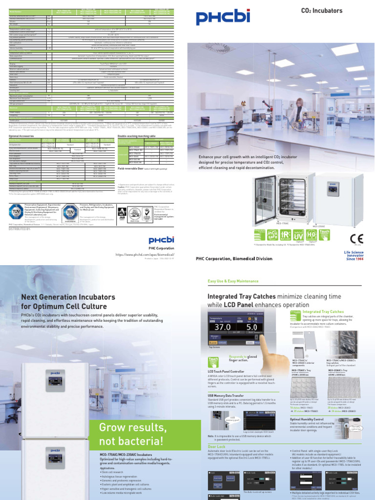 PHCbi Incubator E Katalog | PDF | Environmental Remediation | Ultraviolet