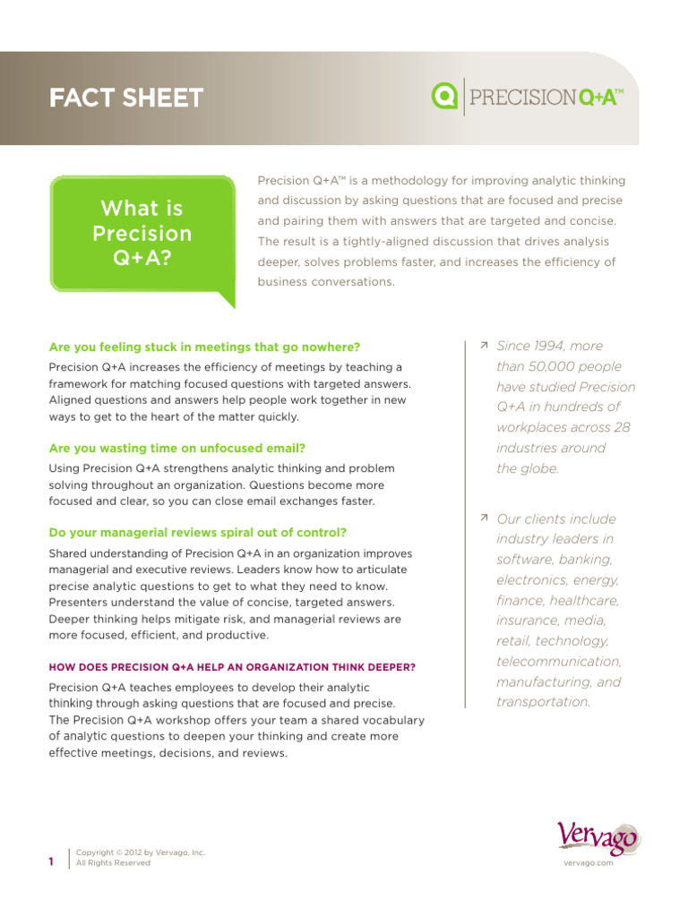 Precision Q+A: Enhancing Meeting Efficiency | PDF | Learning | Cognition