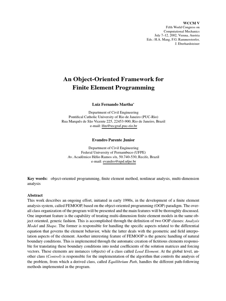 Object-Oriented Finite Element Framework | PDF | Class (Computer ...