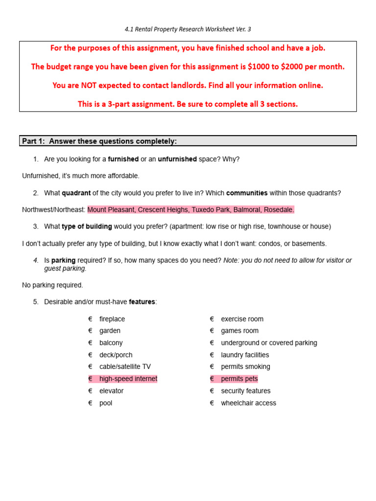 Rental Property Research Worksheet Guide | PDF | Apartment | Bathroom