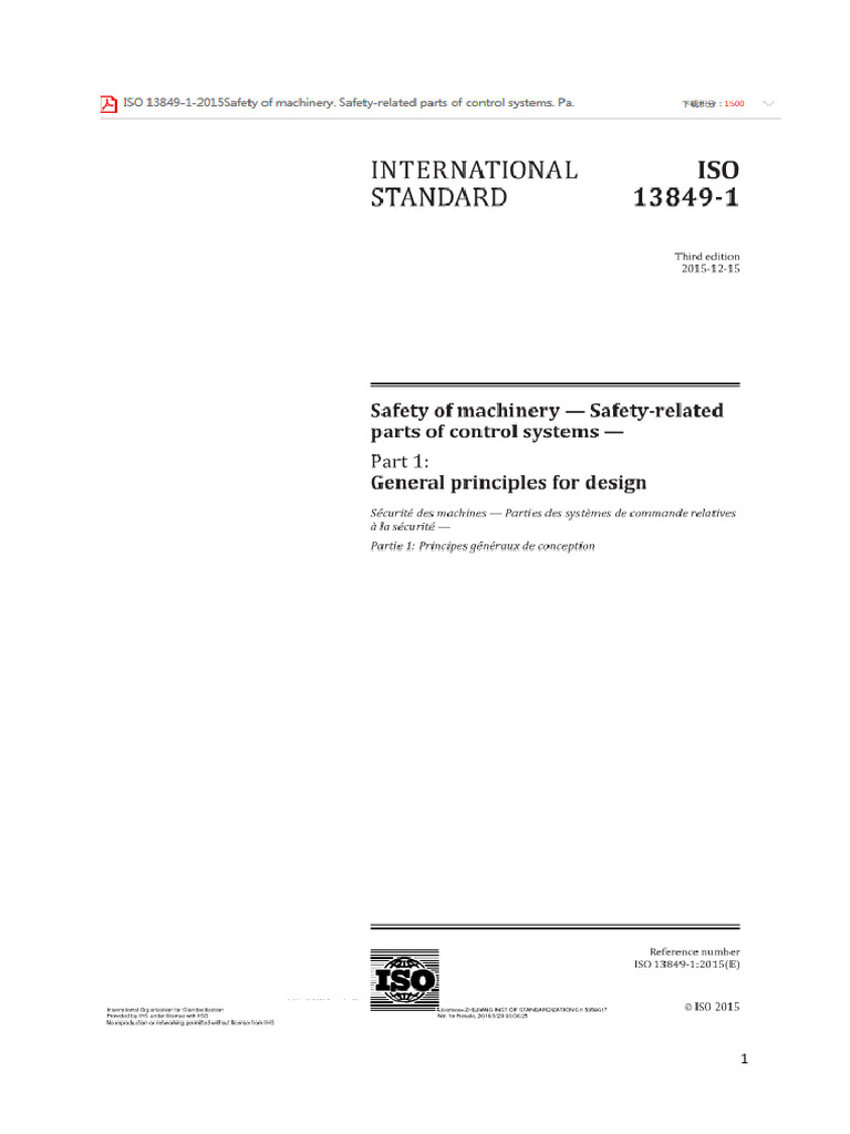 Conformité à l'ISO 13849-1:2015 | PDF