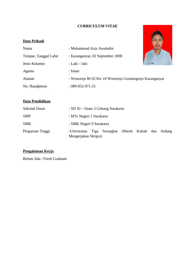 CV Muhammad Aziz Awaludin 2023 | PDF