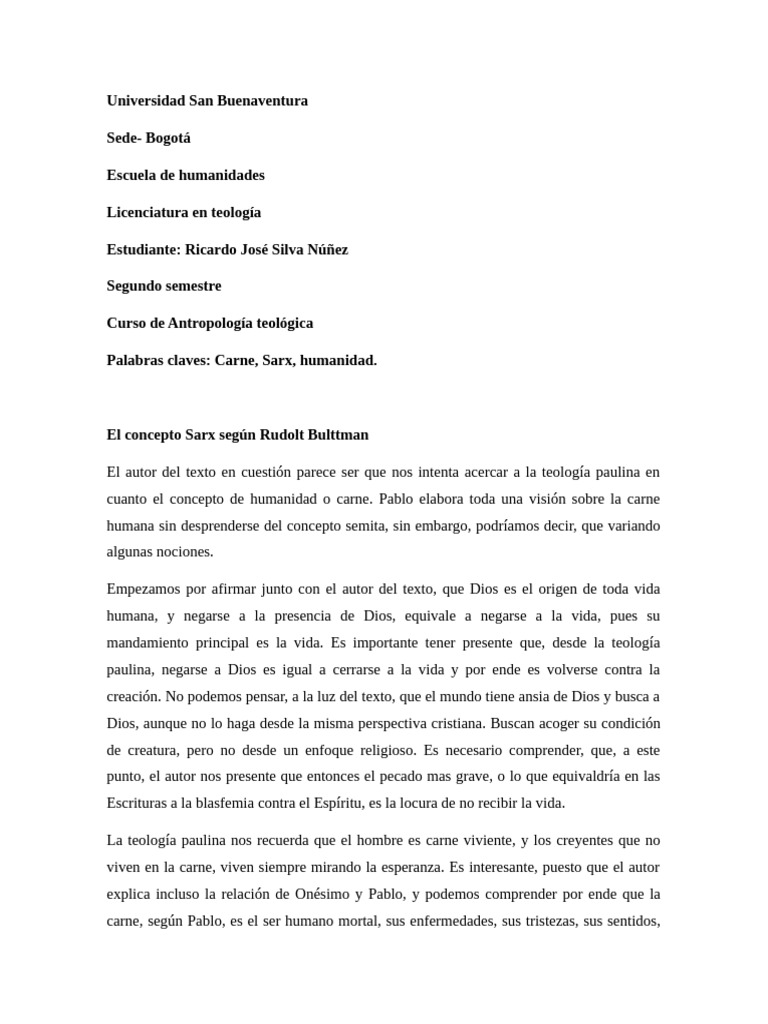 Teología Paulina: El Concepto de Sarx | PDF