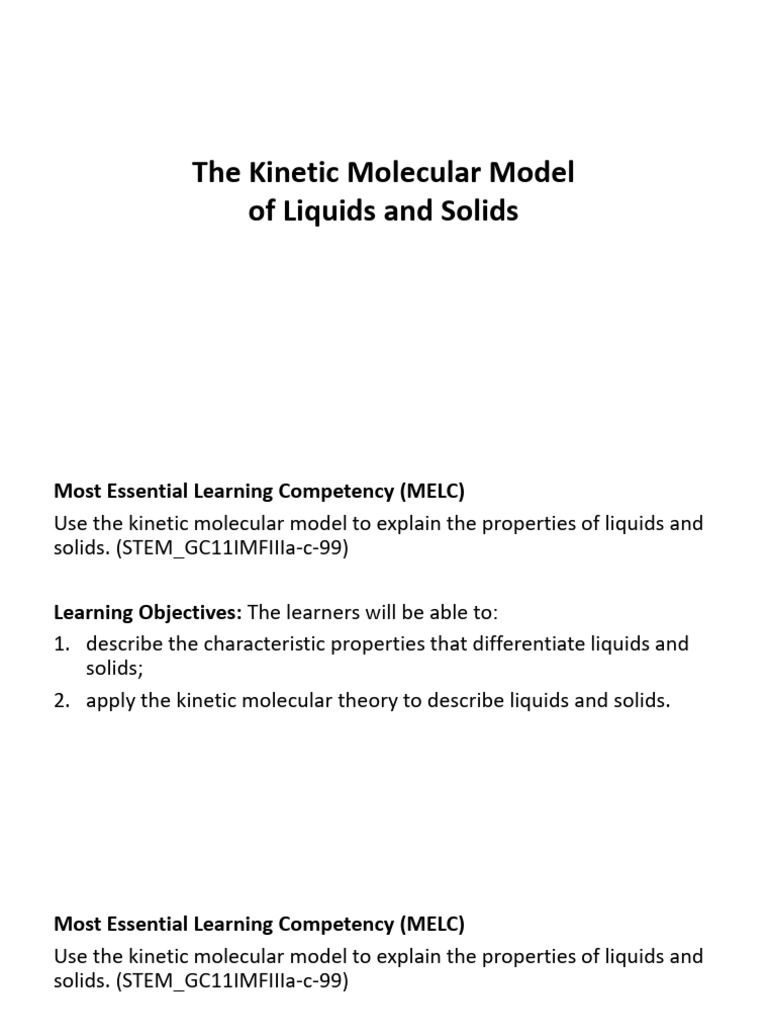 Kinetic Molecular Model of Liquids & Solids | PDF