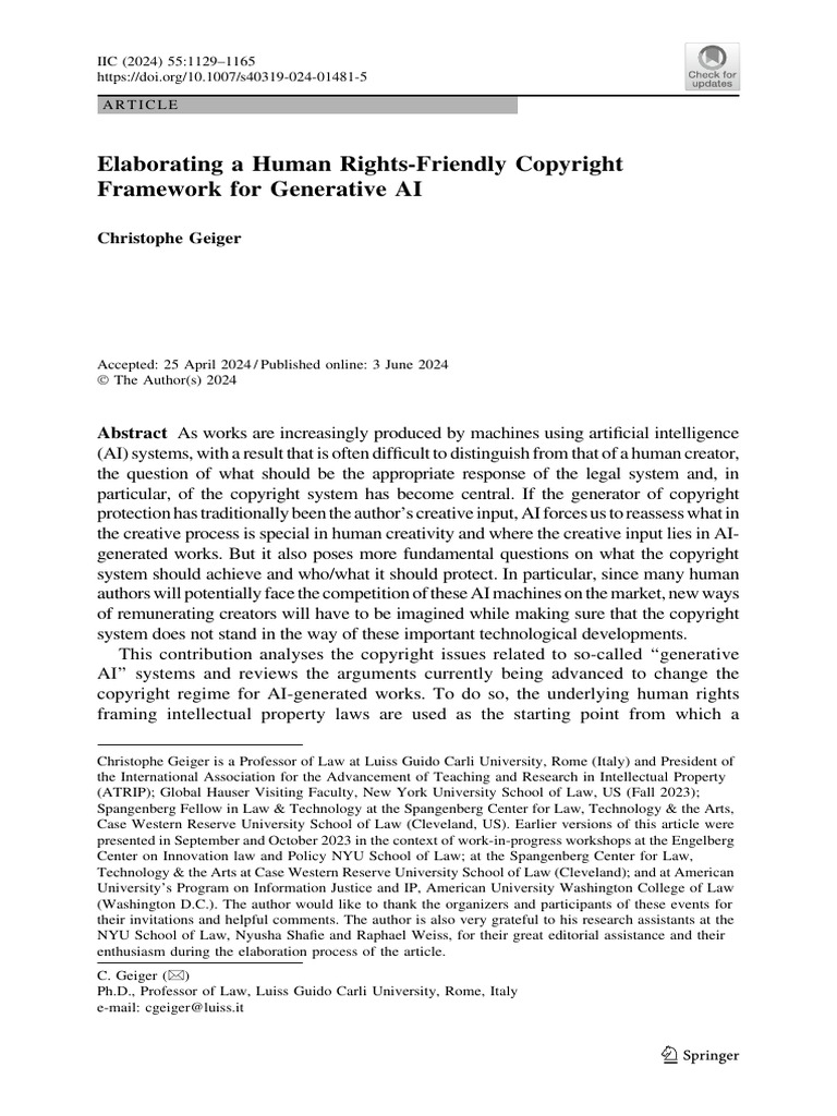 Human Rights in AI Copyright Law | PDF | Human Rights | Artificial ...