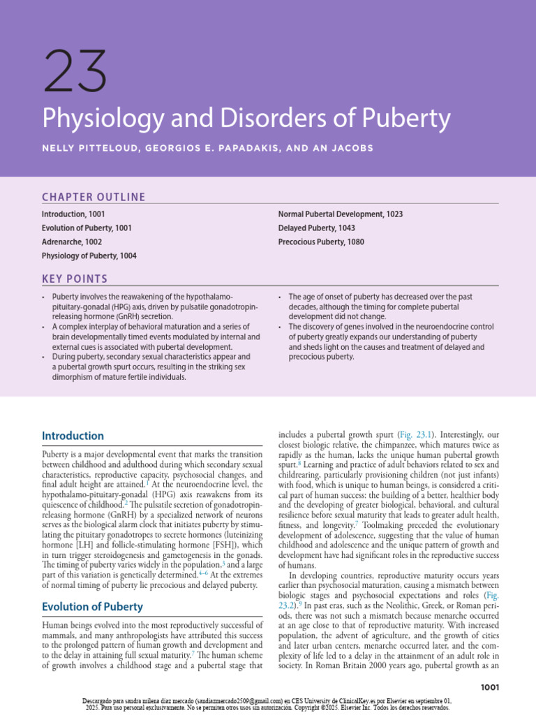 Physiology and Disorders of Puberty | PDF | Puberty | Luteinizing Hormone