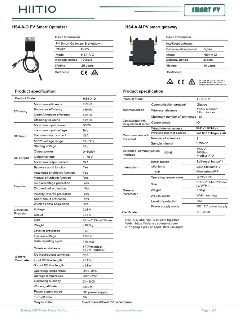 HS4-A-O & HS4-A-M PV Optimizers Guide | PDF | Photovoltaic System ...