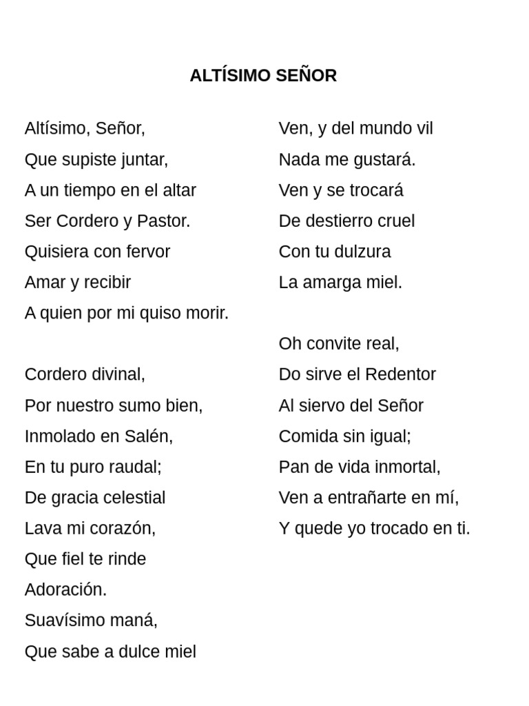 Altisimo Señor | PDF