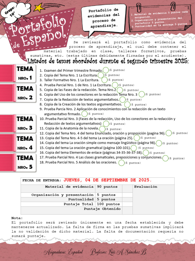 Requisitos para Portafolio Académico 2025 | PDF