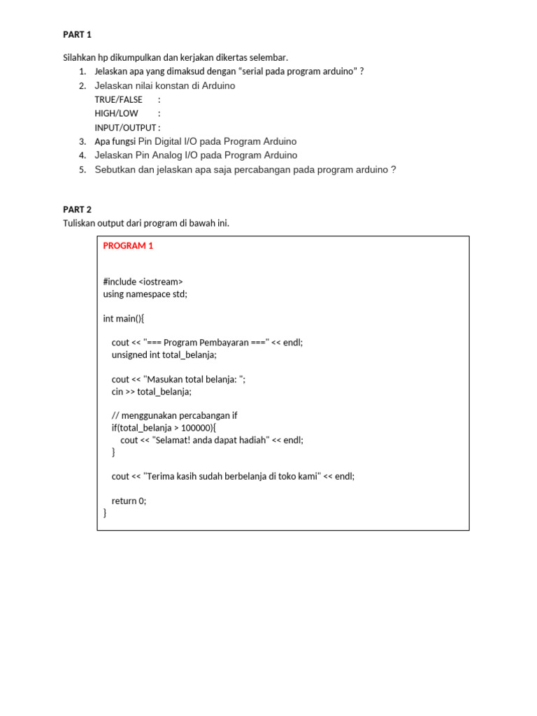 Panduan Program Arduino dan C++ | PDF
