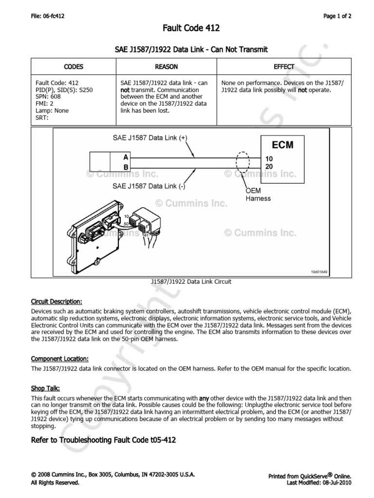 J1587/J1922 Data Link Transmission Error | PDF | Electronics ...