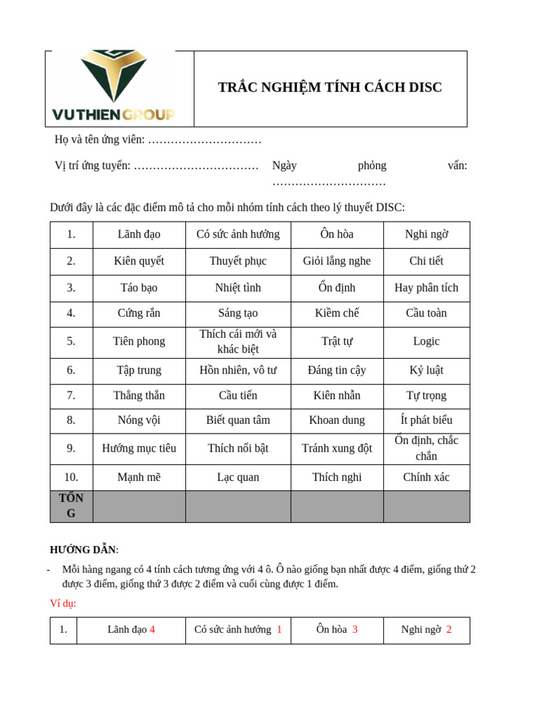 Form Test DISC | PDF