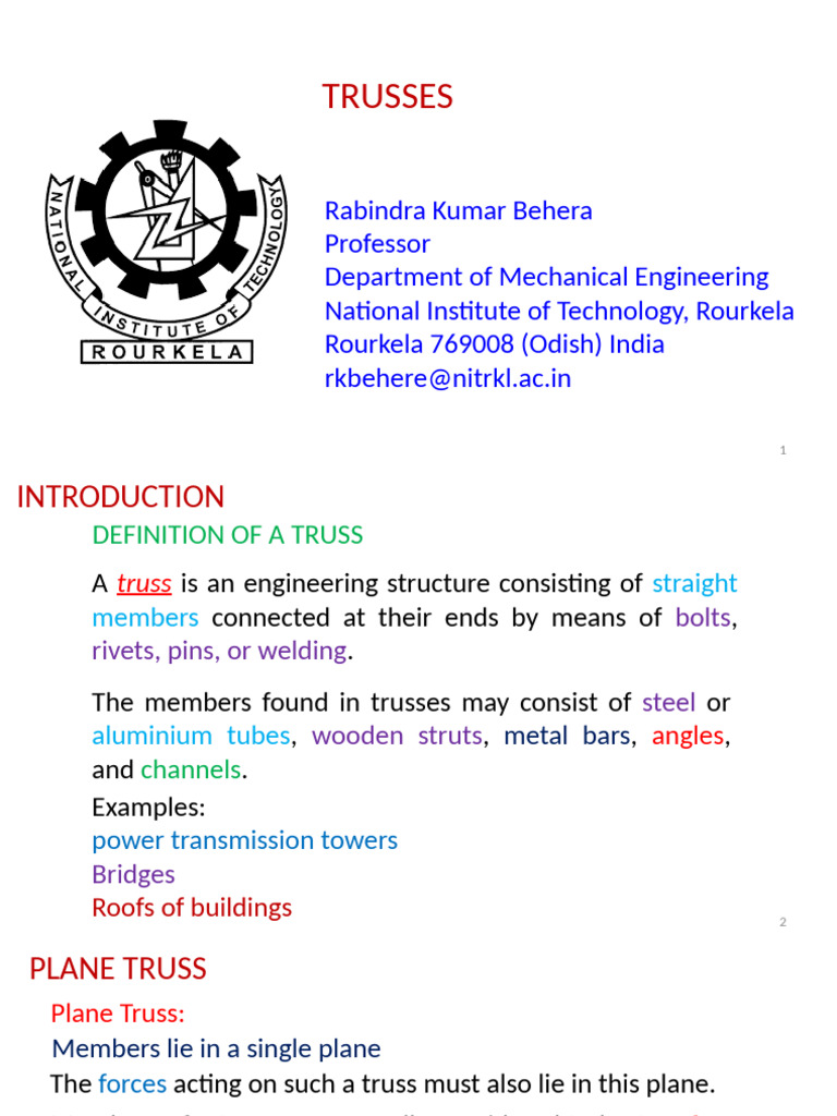 Understanding Plane Trusses in Engineering | PDF | Truss | Classical ...