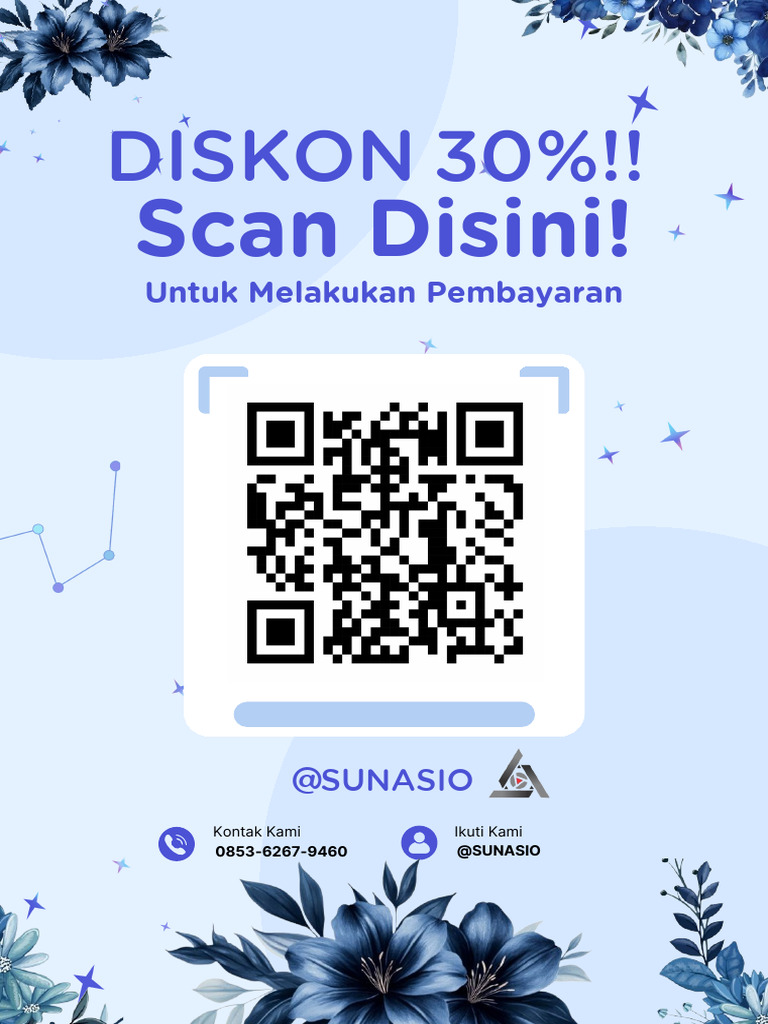 Biru Ilustrasi Modern Imut Meriah Pembayaran Barcode Scan Disini Flyer ...