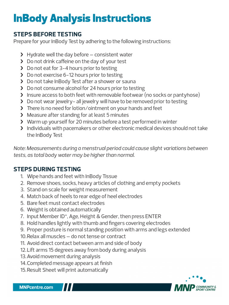 2022 RSC InBody Instructions | PDF