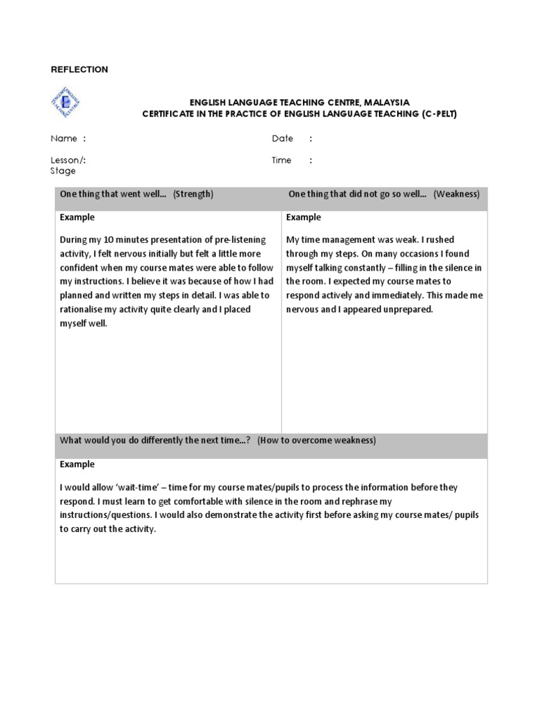 Reflection | PDF | Career & Growth | Self-Improvement