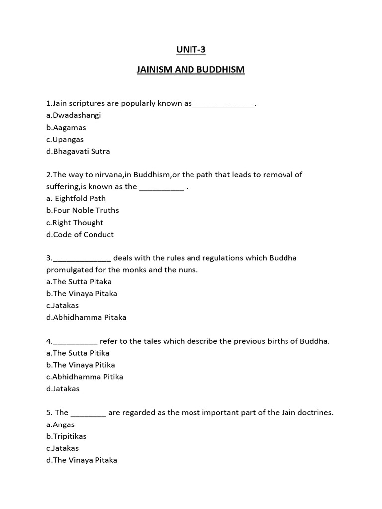 Revision - Jainism and Buddhism | PDF