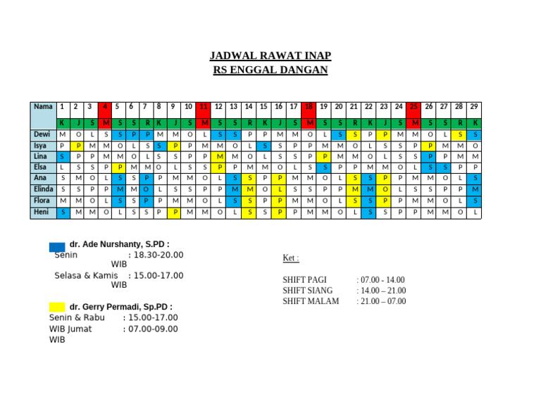 Jadwal Ranap Februari Vers 1 Revisi PDF | PDF
