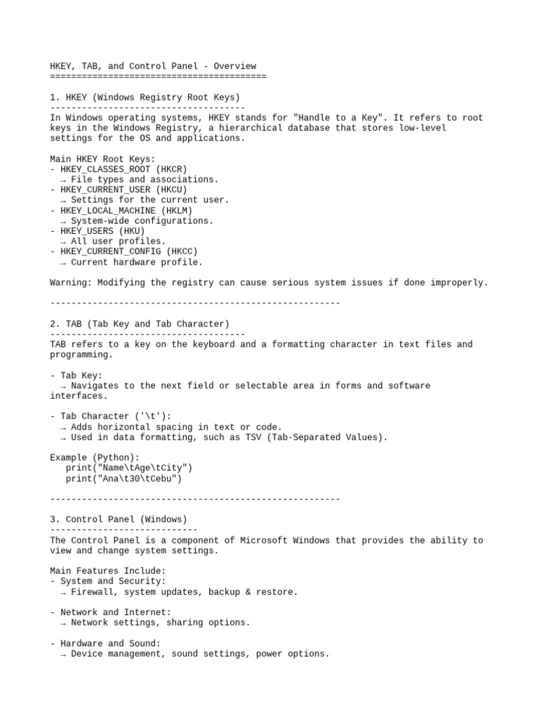 Understanding HKEY in Windows Registry | PDF