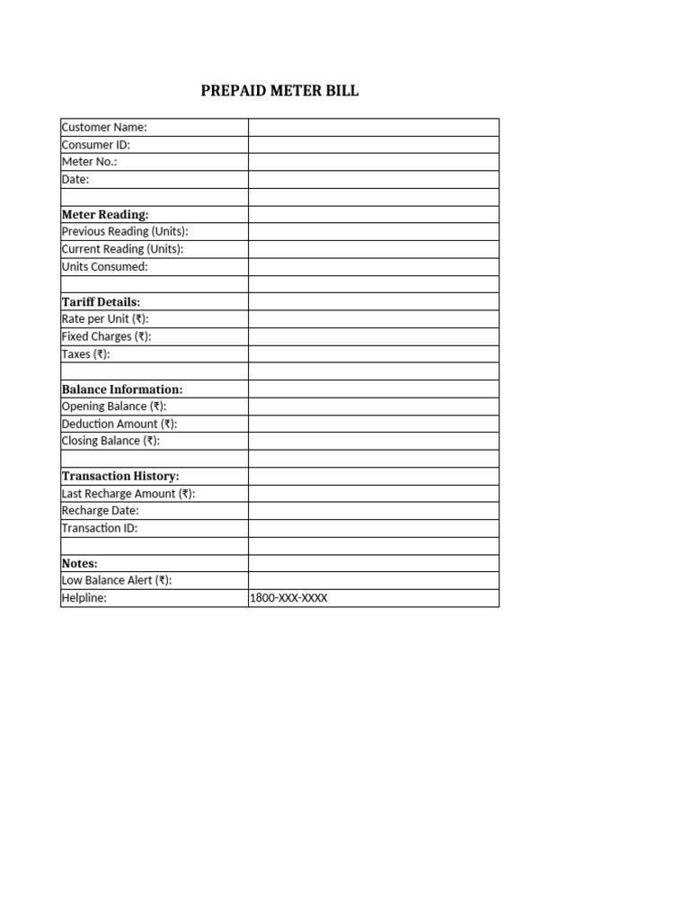 Prepaid Meter Bill Summary | PDF