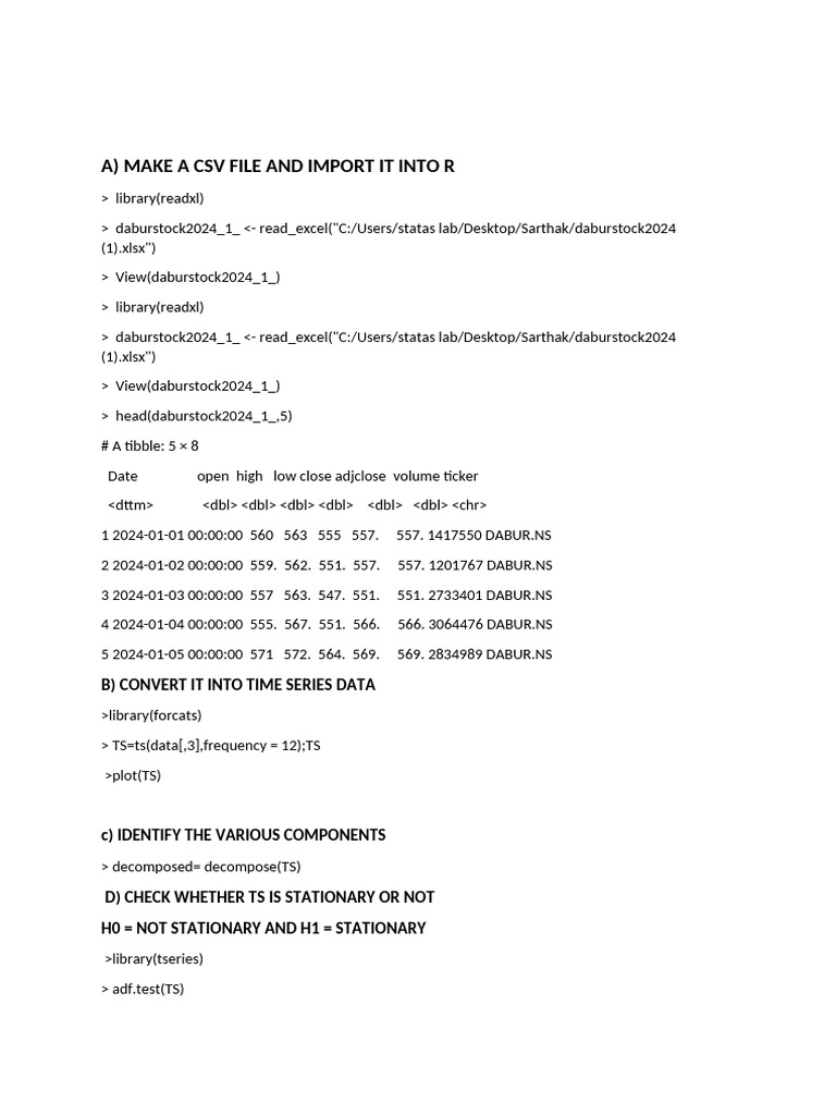 Importing and Analyzing Time Series Data in R | PDF