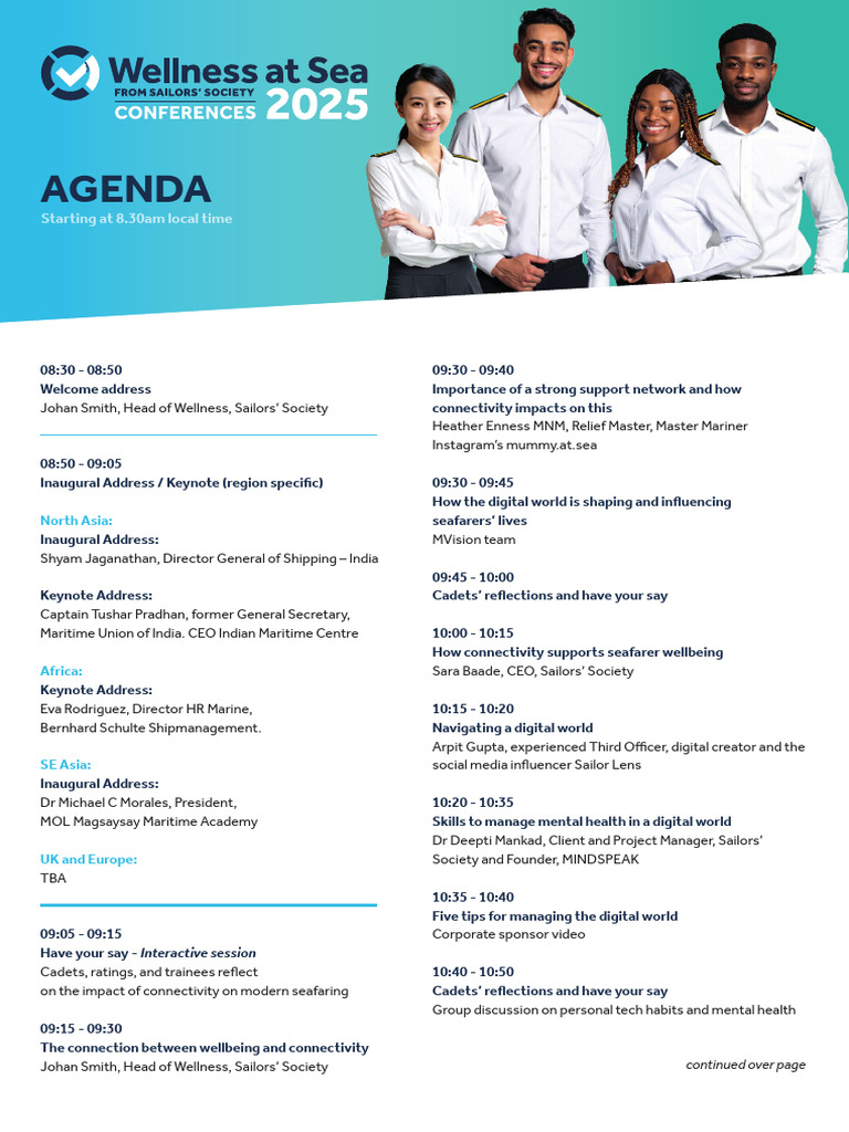 Seafarer Wellbeing and Connectivity Summit | PDF | Sailor | Shipping