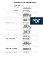 2012 - 2013 Woodlands Location Classes at A Glance Age As of Sept, 1, 2012