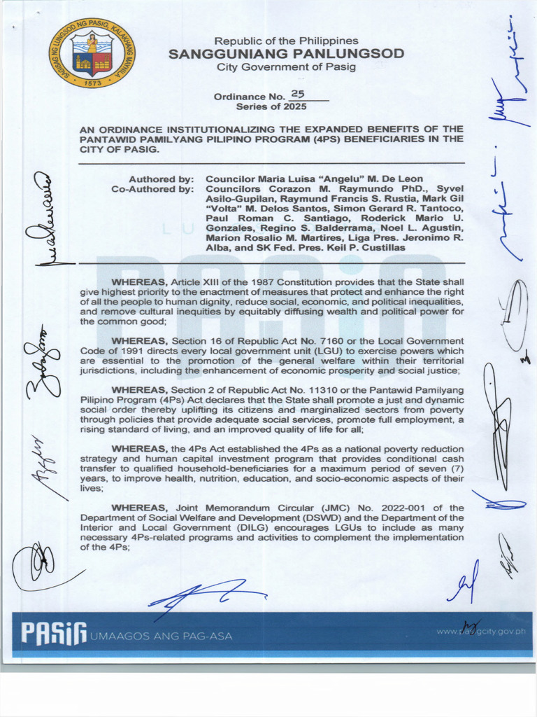 ORDINANCE NO. 25, SERIES of 2025 - An Ordinance Institutionalizing The ...