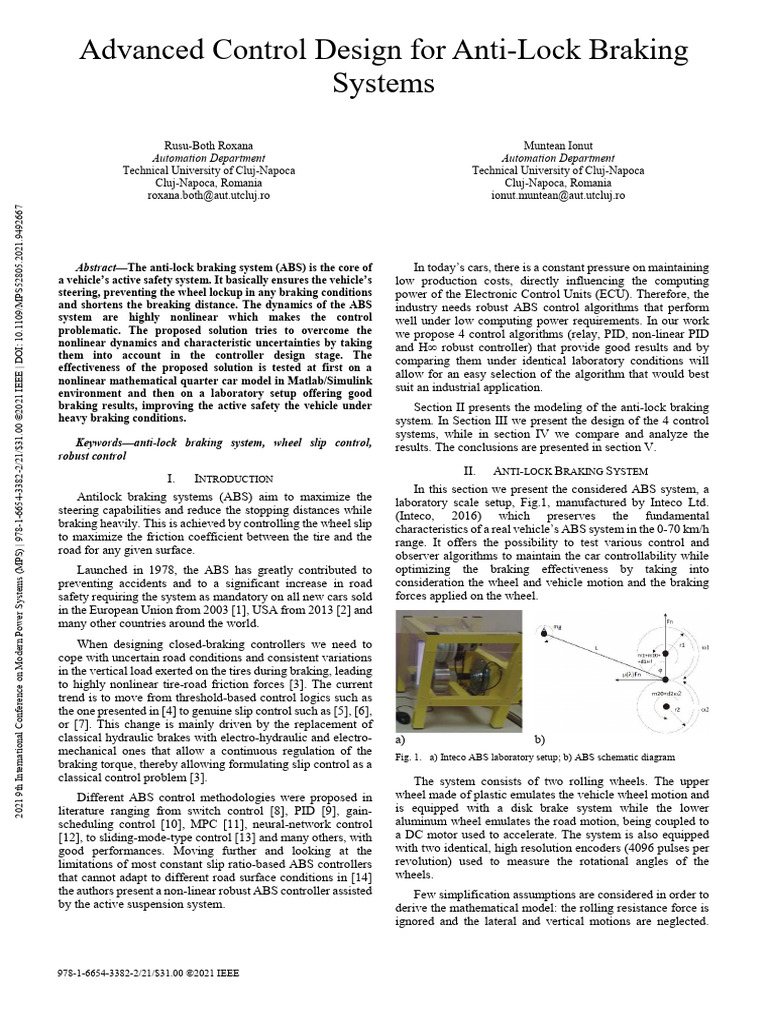 Advanced Control Design For Anti-Lock Braking Systems | PDF | Anti Lock ...