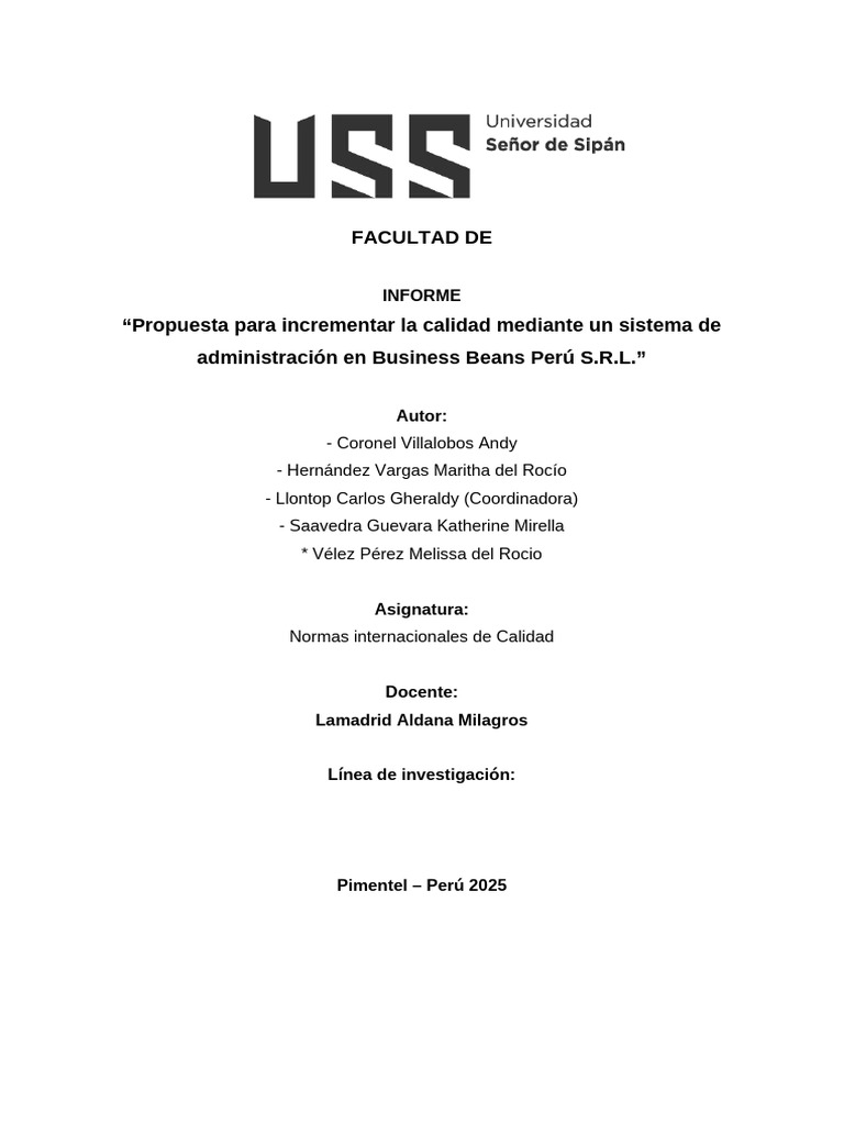 Mejora de Calidad en Business Beans S.R.L. | PDF | Calidad (comercial ...
