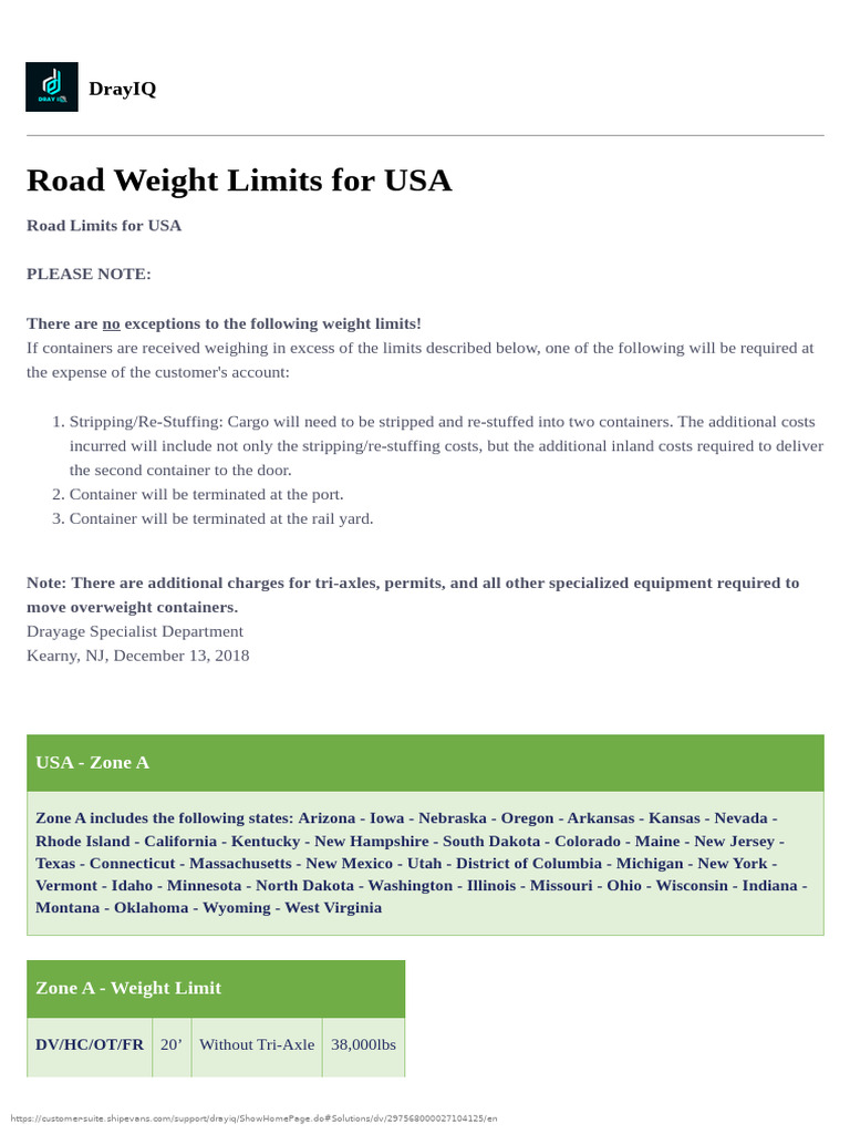 USA Road Weight Limits Overview | PDF | Transport | Vehicles