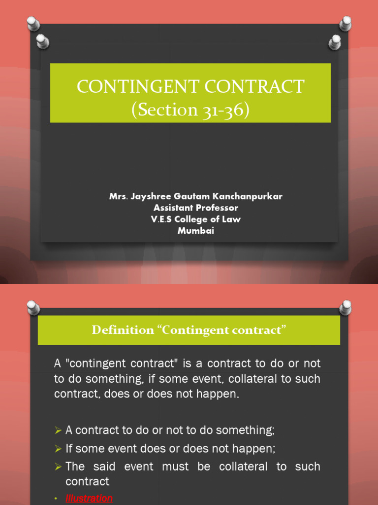 Contingent Contracts Sec 31 - 36 | PDF | Business Law | Private Law