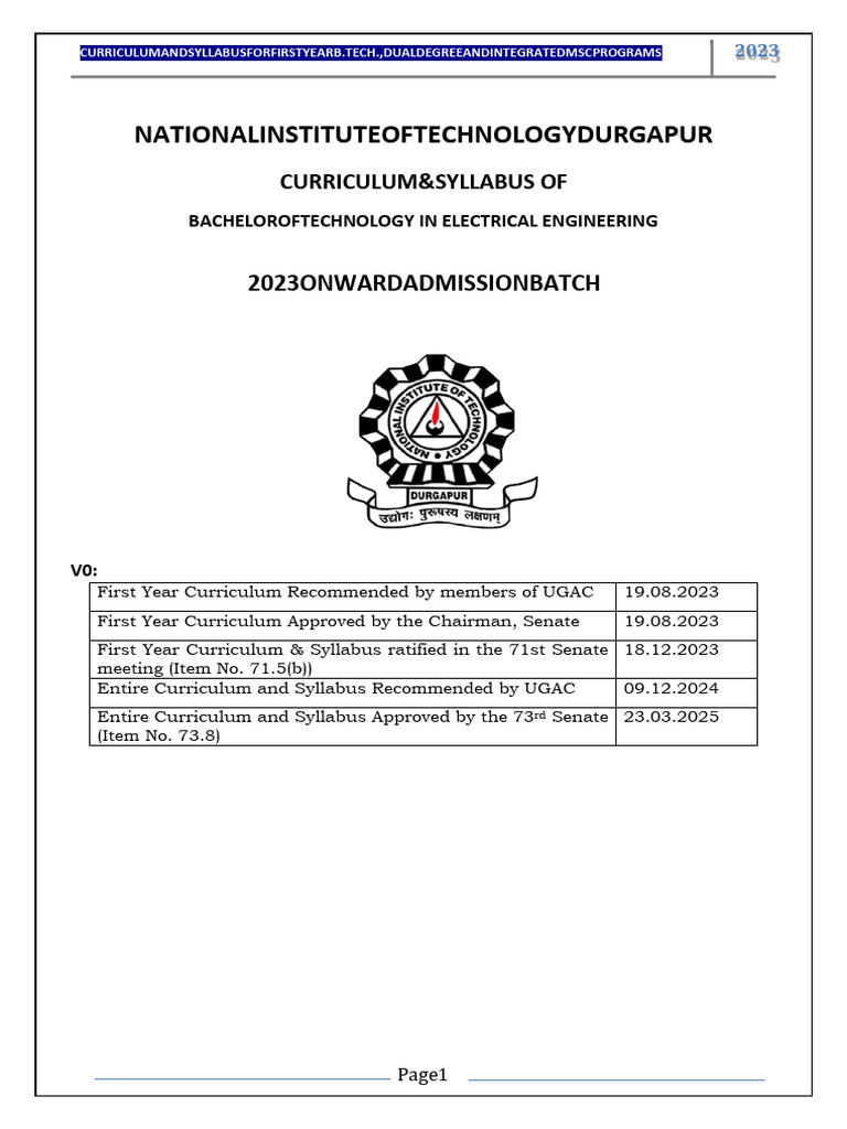 First Year B.Tech Electrical Curriculum 2023 | PDF | Pointer (Computer ...