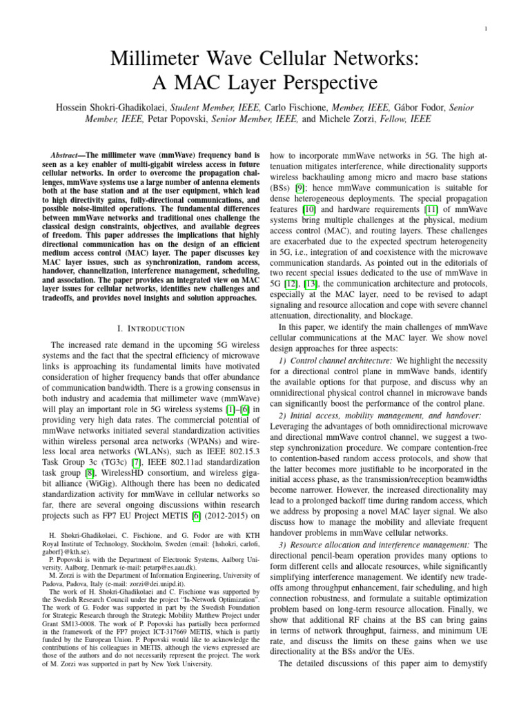 MAC Layer Challenges in mmWave Networks | PDF | Cellular Network ...