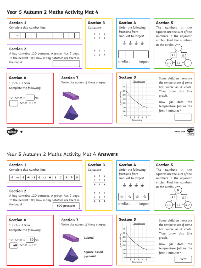Year 5 Maths Activity Mat 4 Guide | PDF