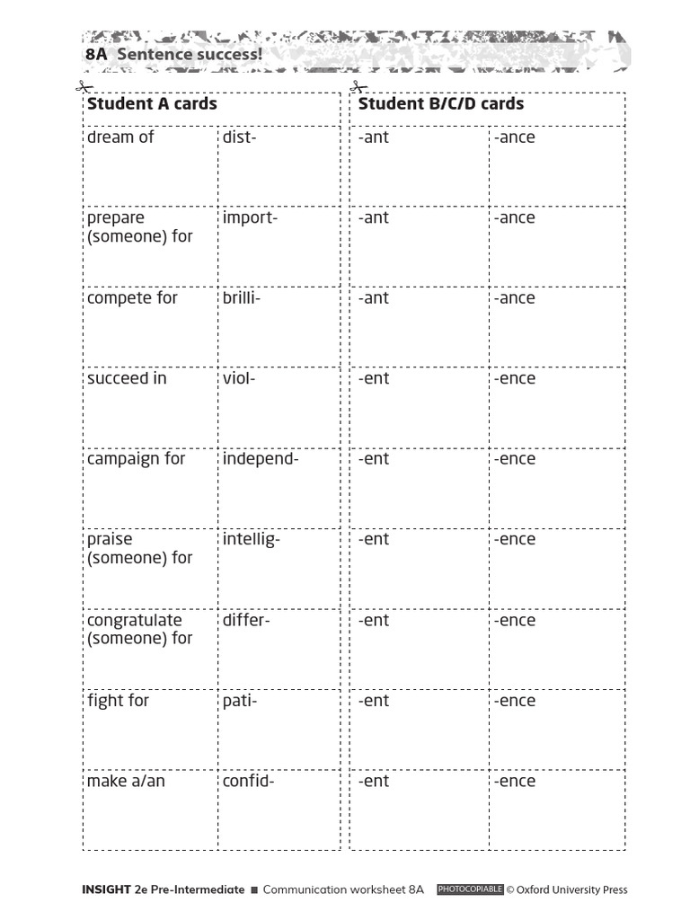 Insight2e Preint Comm Worksheet 8A | PDF