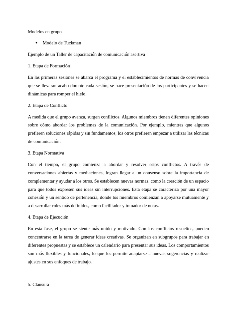 Modelos de Desarrollo Grupal en Equipos | PDF | Aprendizaje