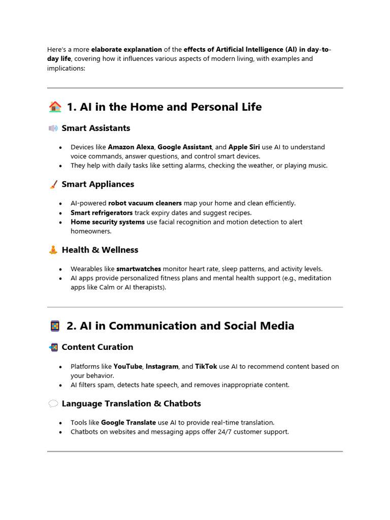 Effects of Artificial Intelligence (AI) in Day-To-day Life | PDF ...