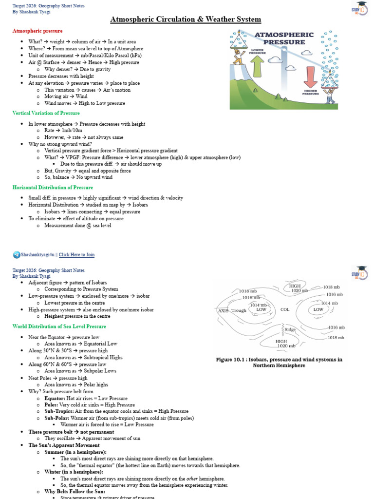 Atmospheric Circulation Overview | PDF | Equator | Contour Line