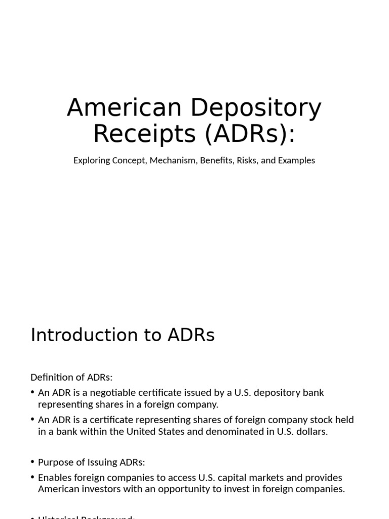 Understanding Sponsored vs Unsponsored ADRs | PDF | American Depositary ...