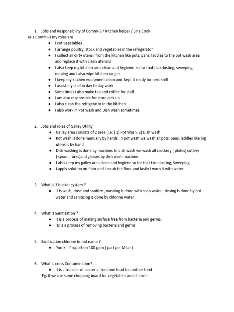 Kitchen Helper Duties and Responsibilities | PDF | Tableware | Cooking