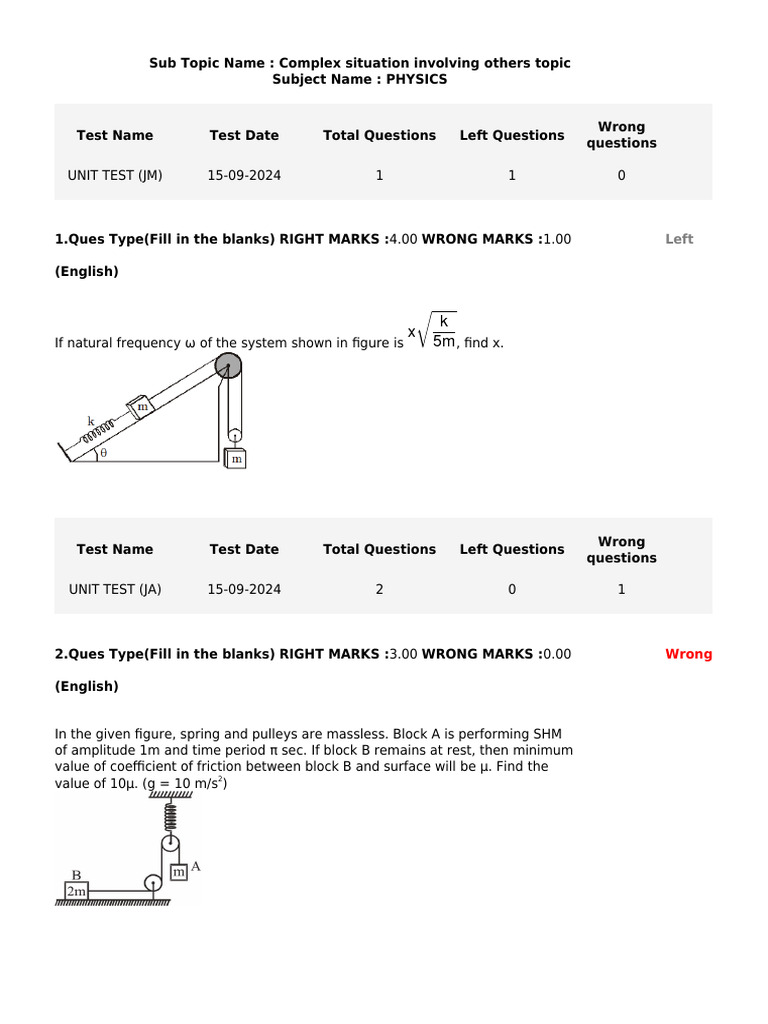 Physics Unit Test Questions and Answers | PDF