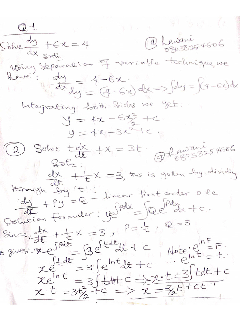 Math Ode Exam1 | PDF