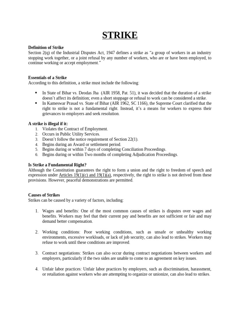 Understanding Strikes: Definition & Types | PDF | Strike Action ...