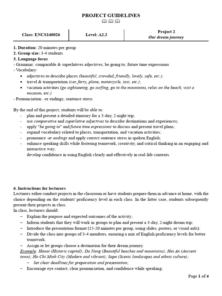 Dream Journey Project Guidelines | PDF | English Language | Adjective