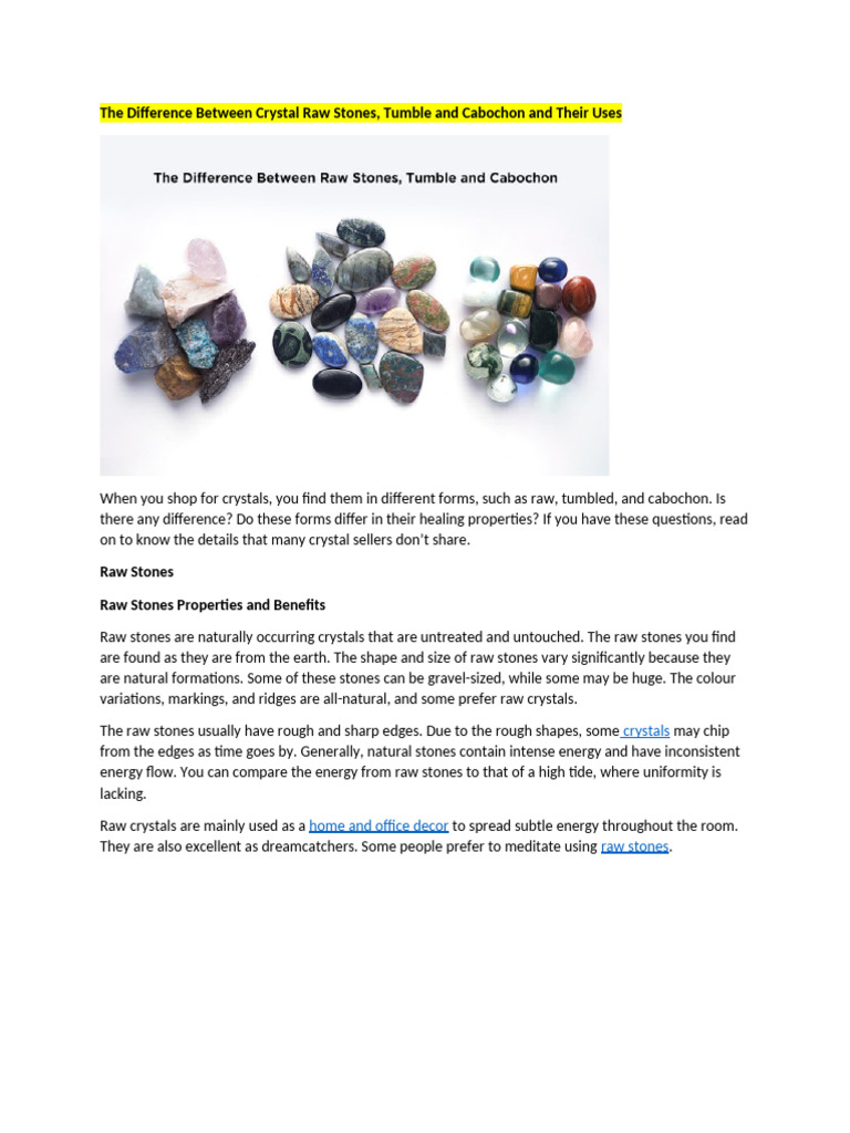Raw vs. Tumbled Crystals Explained | PDF | Quartz