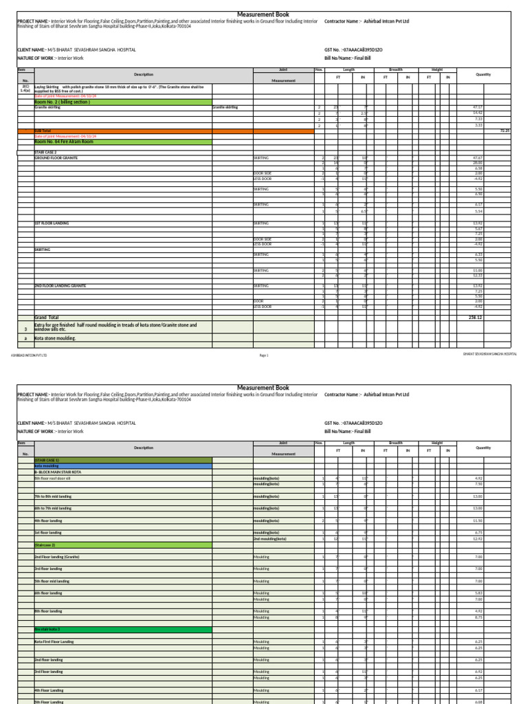 Final Bill for Hospital Interior Work | PDF