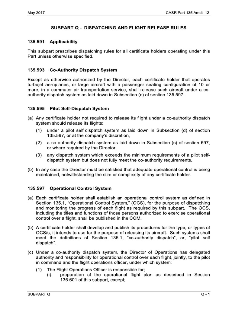 Dispatching and Flight Release Rules | PDF