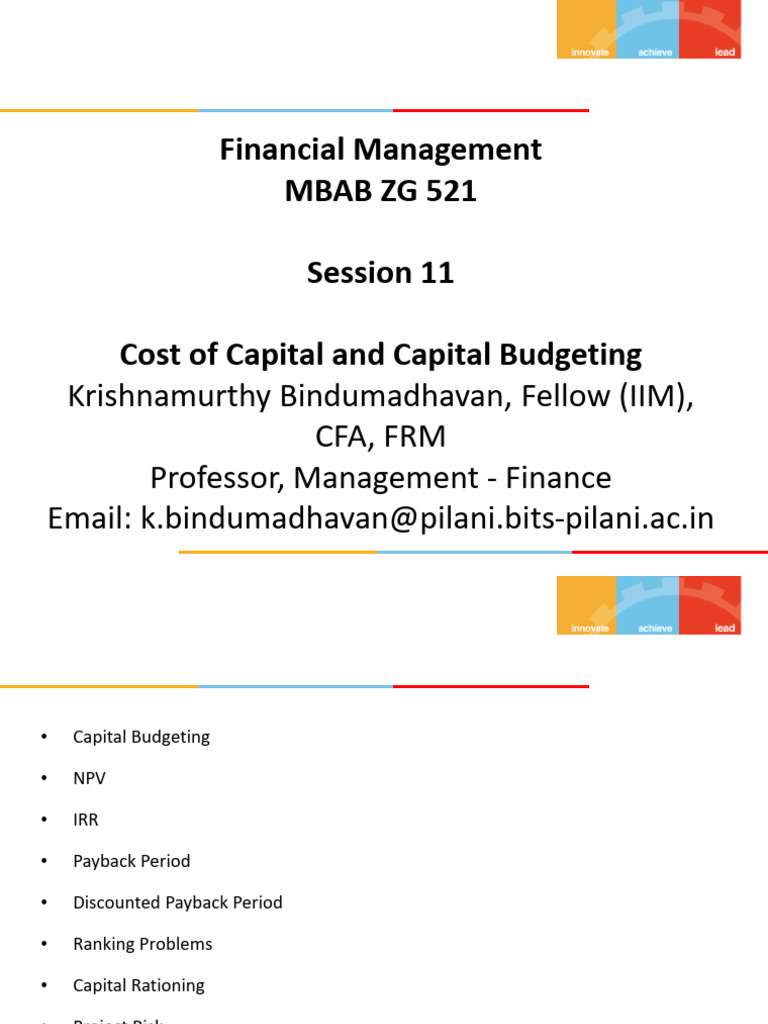 Capital Budgeting and Cost of Capital | PDF | Net Present Value ...